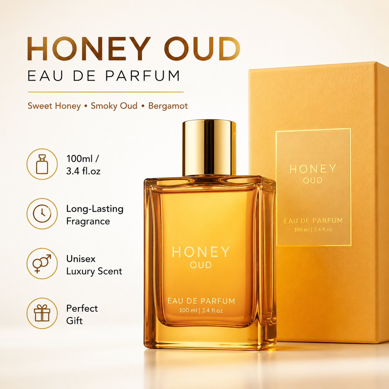 Honey Agarwood Light Perfume 100ml (3.4oz) - Focused on Enhancing Wome