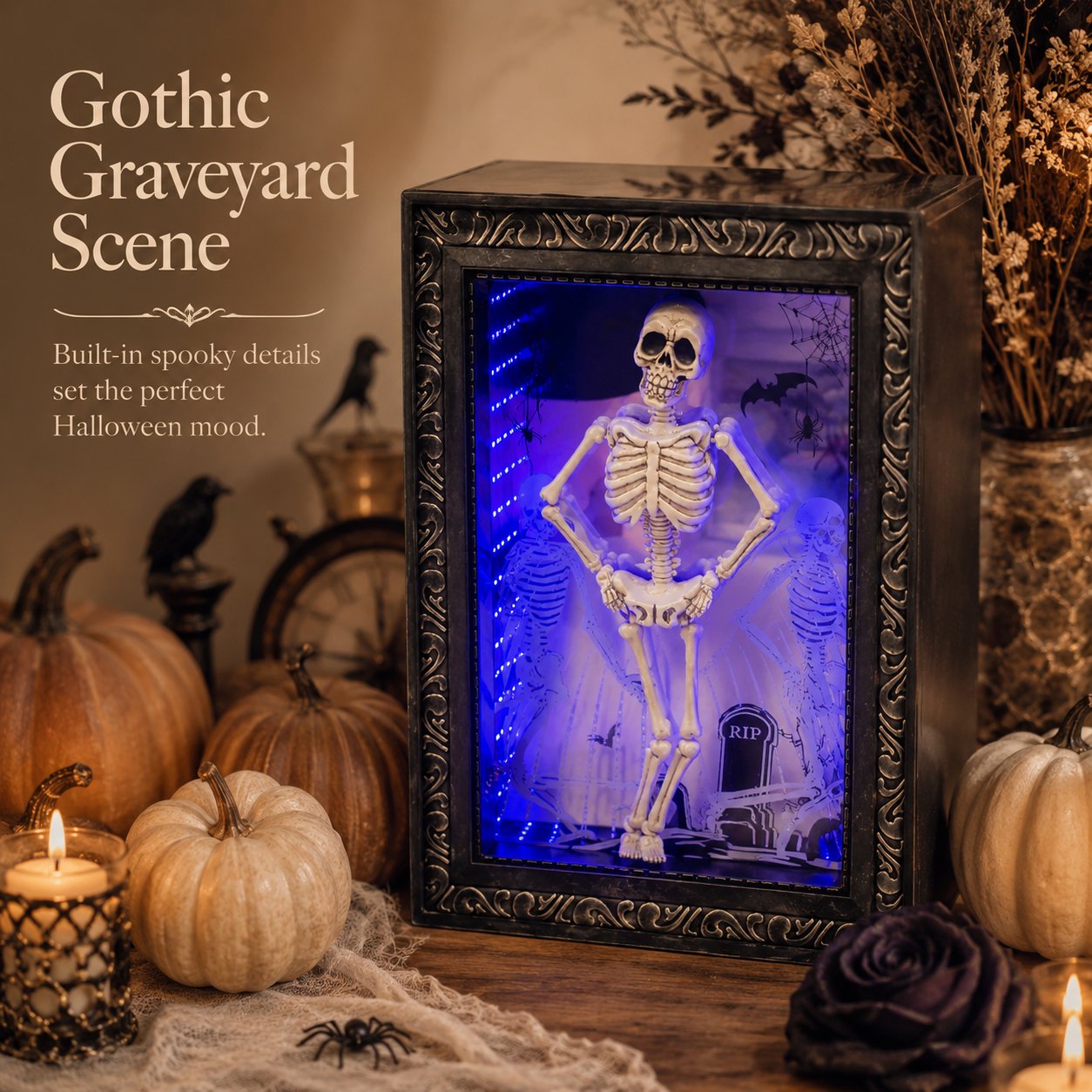 Dancing Skeleton Infinity Mirror Frame _ Stunning Depth LED Decor