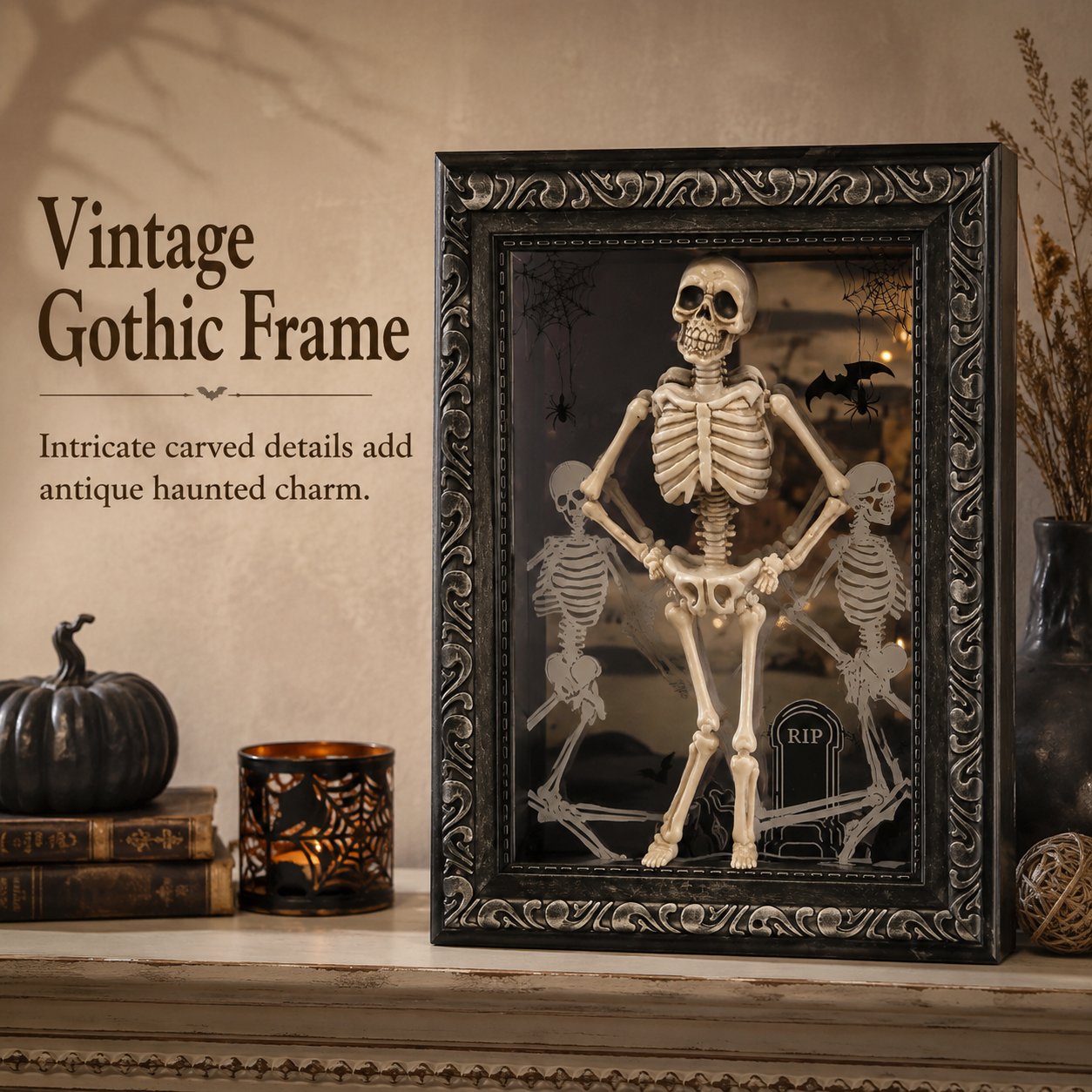 Dancing Skeleton Infinity Mirror Frame _ Stunning Depth LED Decor