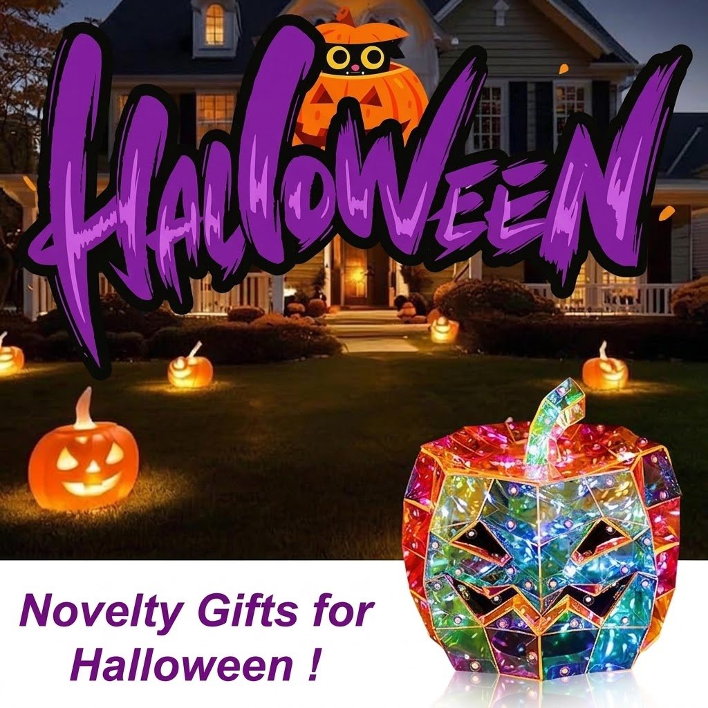 Prism-Effect Pumpkin Art Sculpture Night Light _ Colorful LED Halloween