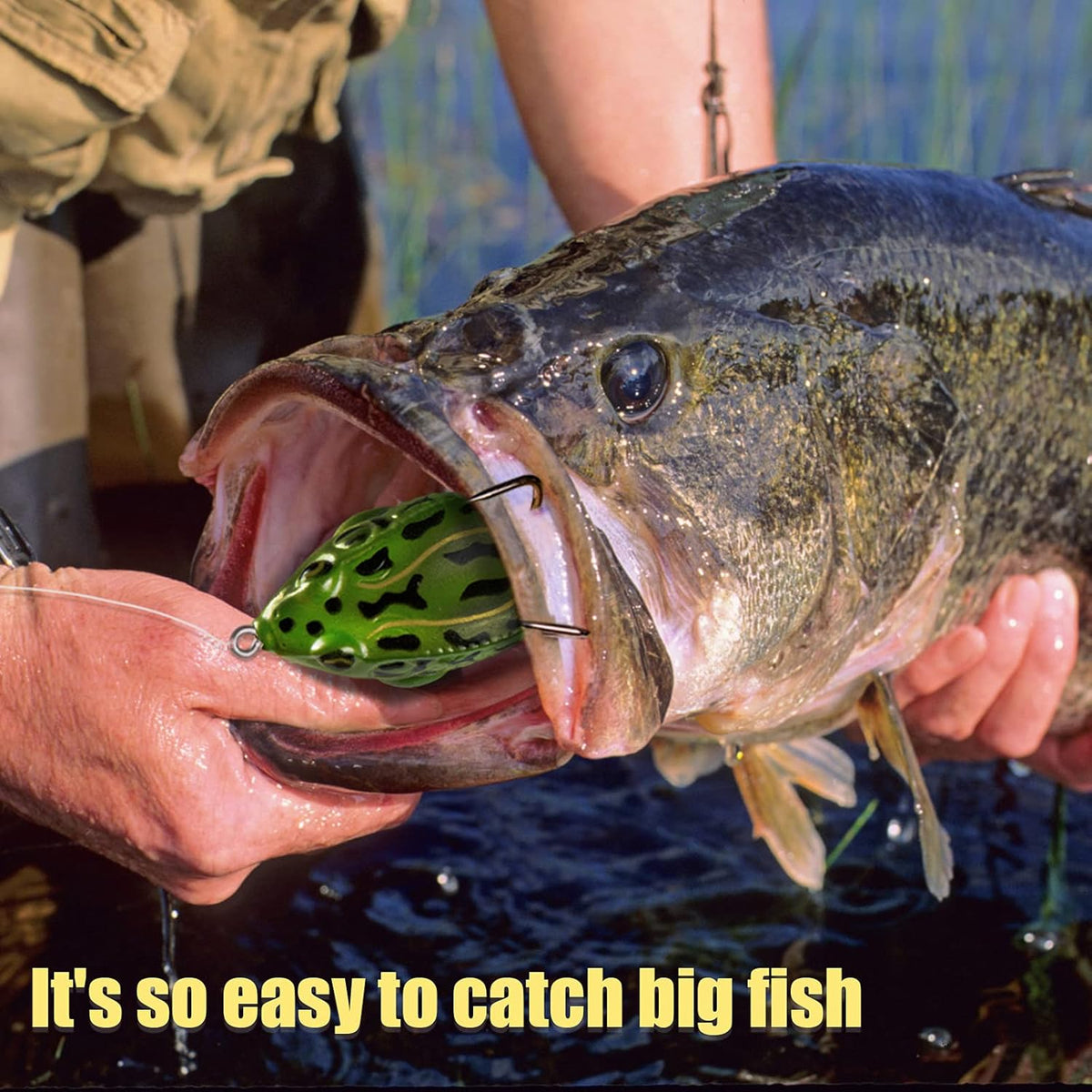 Frog Lure Bass Trout Realistic Prop with Weedless Hooks for Freshwater Saltwater