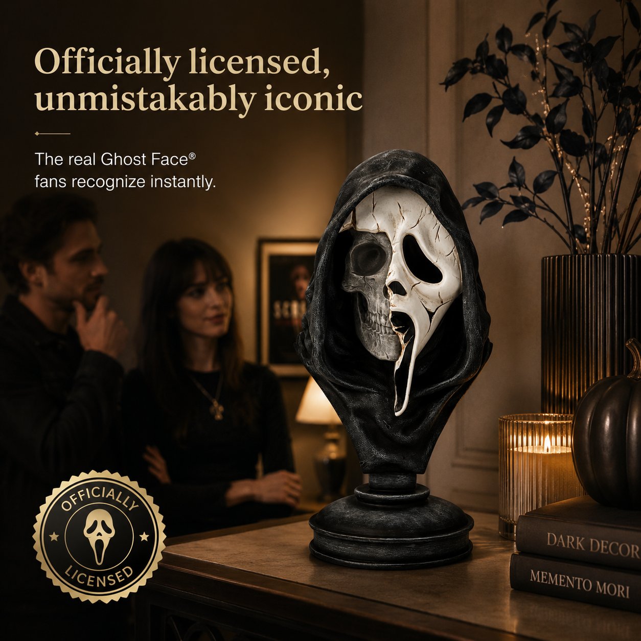 Ghost Face Skeleton Bust Statue