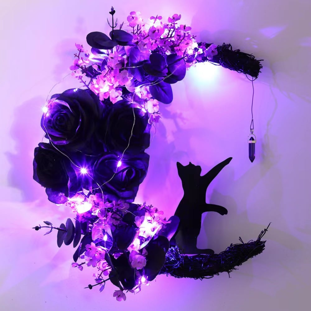 Handmade Halloween Cat Wreath