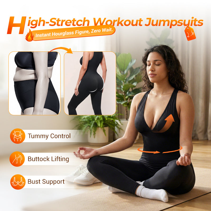 High-Stretch V-Neck Jumpsuit