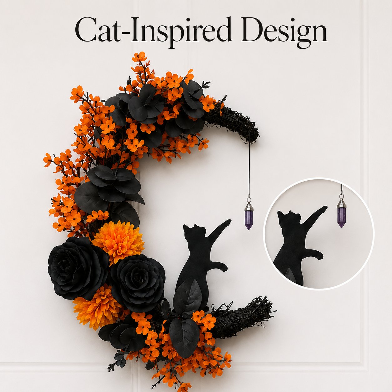 Handmade Halloween Cat Wreath