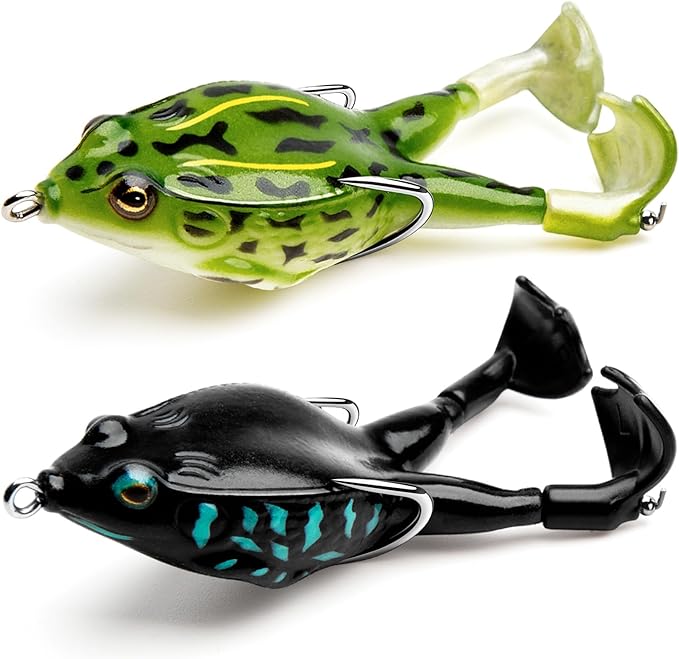 Frog Lure Bass Trout Realistic Prop with Weedless Hooks for Freshwater Saltwater