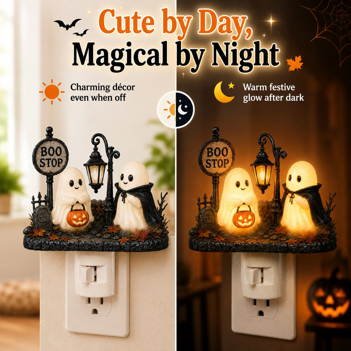 Boo Stop Ghosts Plug-In Halloween Night Light