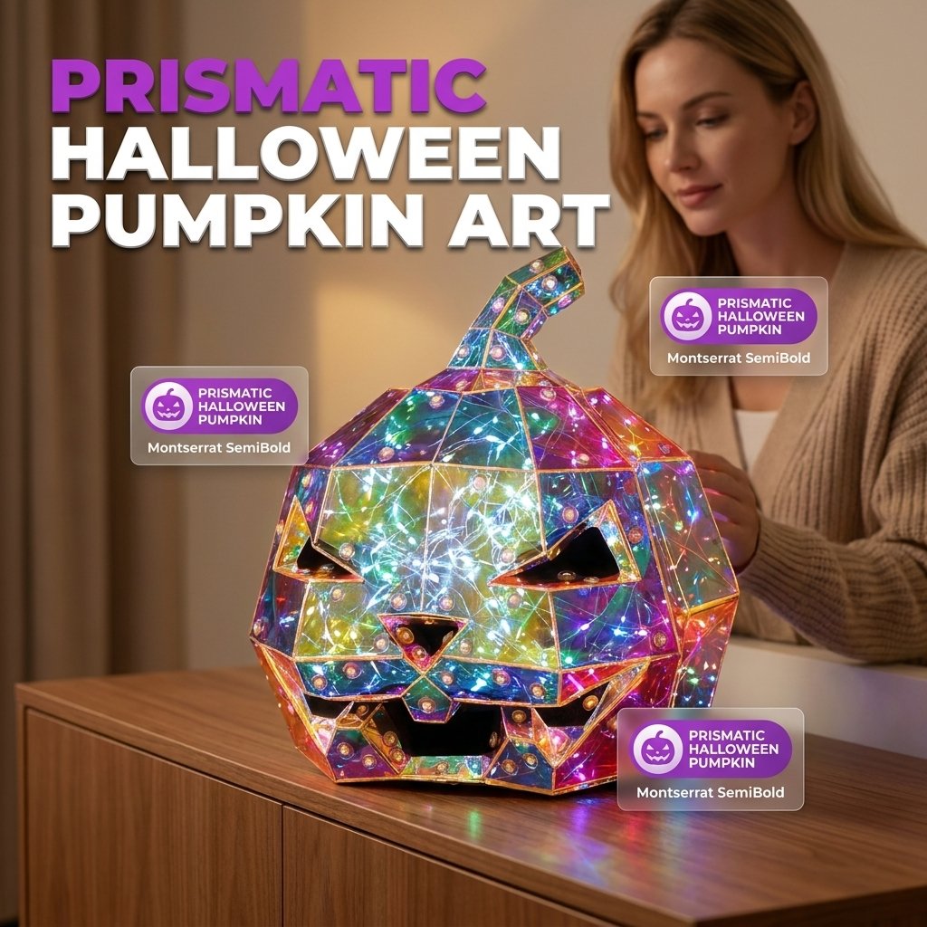 Prism-Effect Pumpkin Art Sculpture Night Light _ Colorful LED Halloween