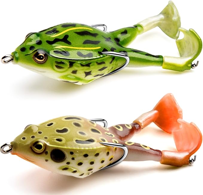 Frog Lure Bass Trout Realistic Prop with Weedless Hooks for Freshwater Saltwater