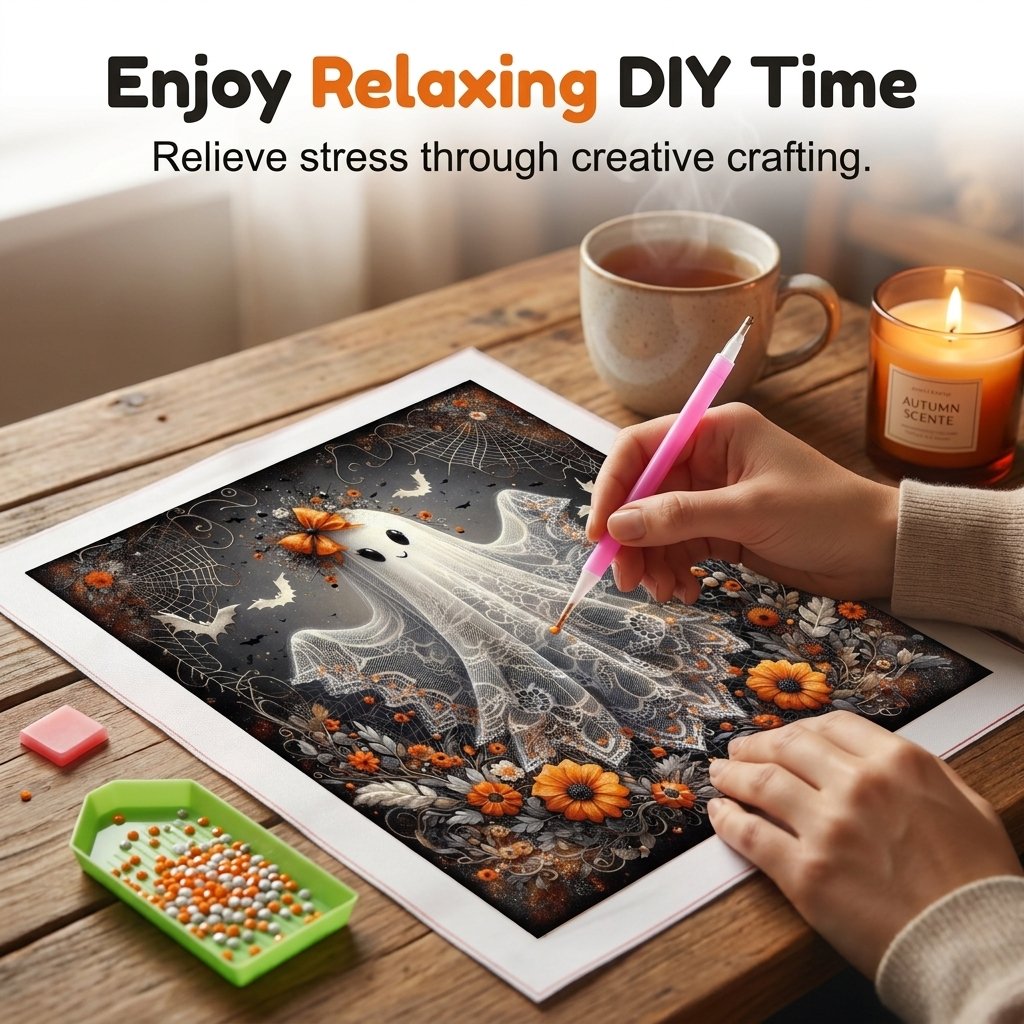 Cute Halloween Ghost DIY Diamond Painting Kit