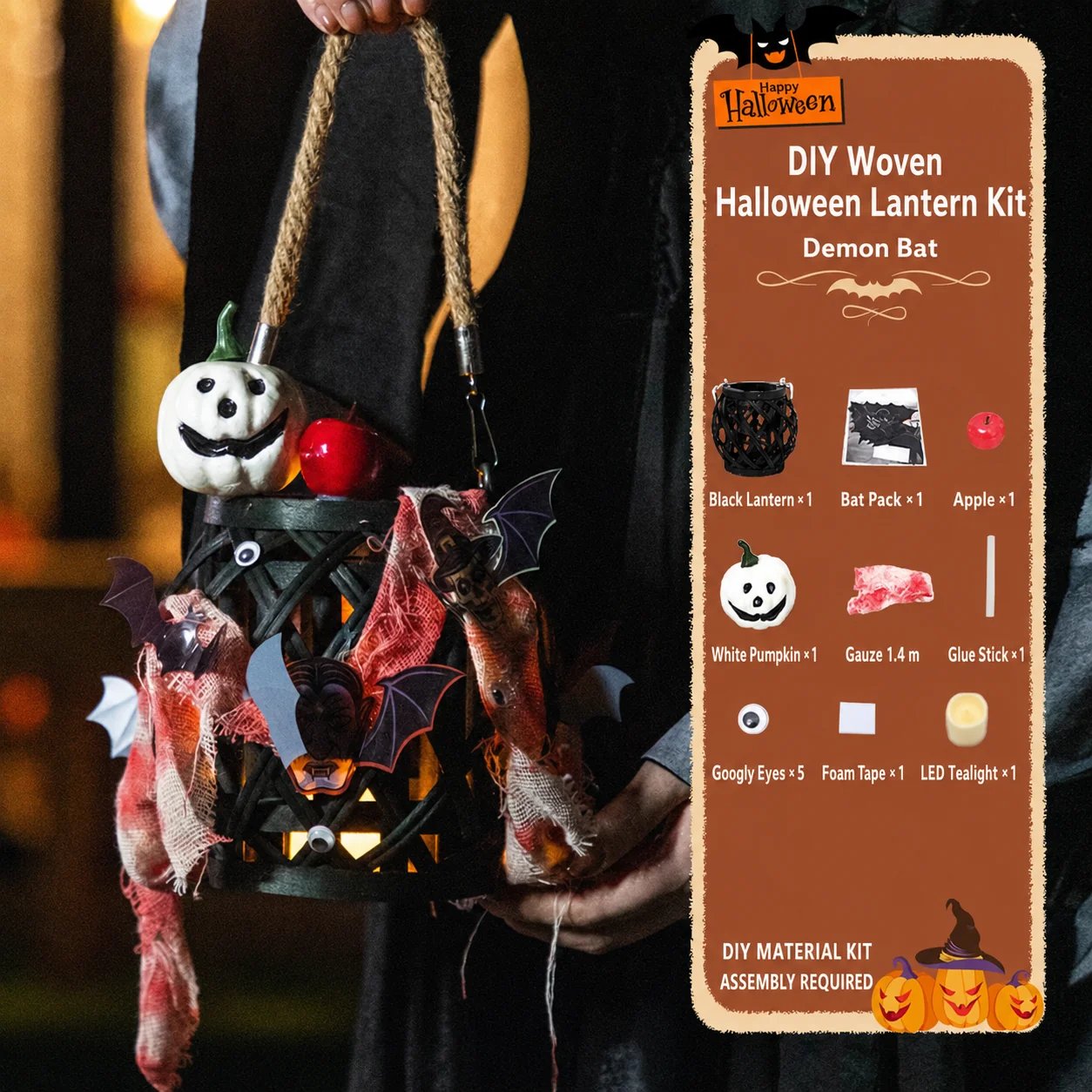 DIY Light-Up Halloween Trick-or-Treat Basket Kit