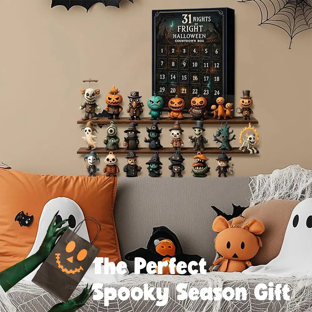 31 Days Halloween Countdown Calendar – Spooky Mini Figurine Surprise Box with Collectible Horror Decorations