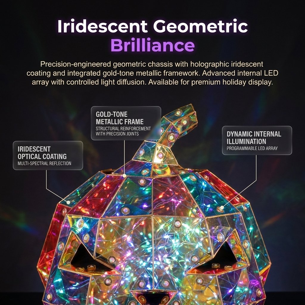 Prism-Effect Pumpkin Art Sculpture Night Light _ Colorful LED Halloween