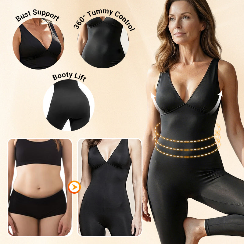 High-Stretch V-Neck Jumpsuit