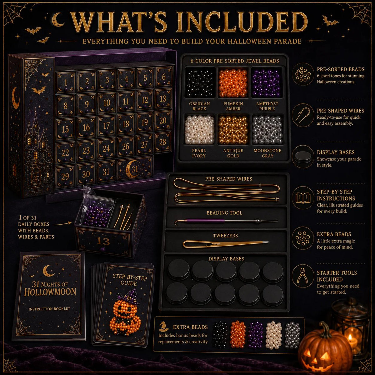 Hollowmoon 31-Night Jewel-Bead Countdown Calendar