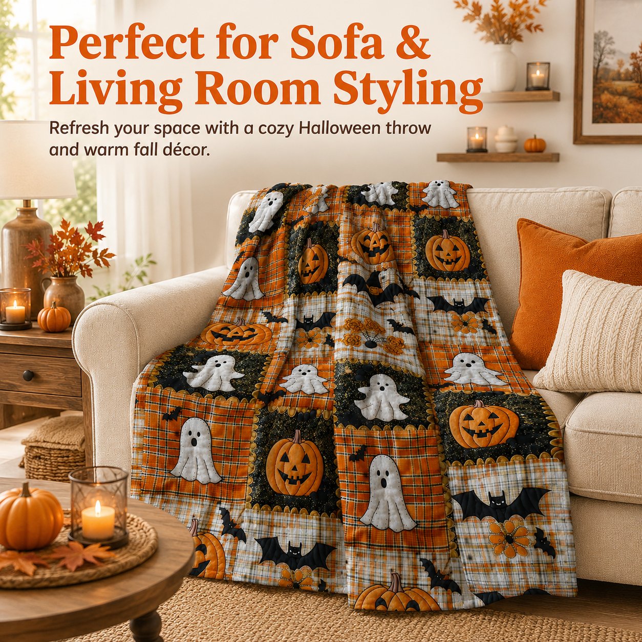 Halloween Patchwork Flannel Blanket