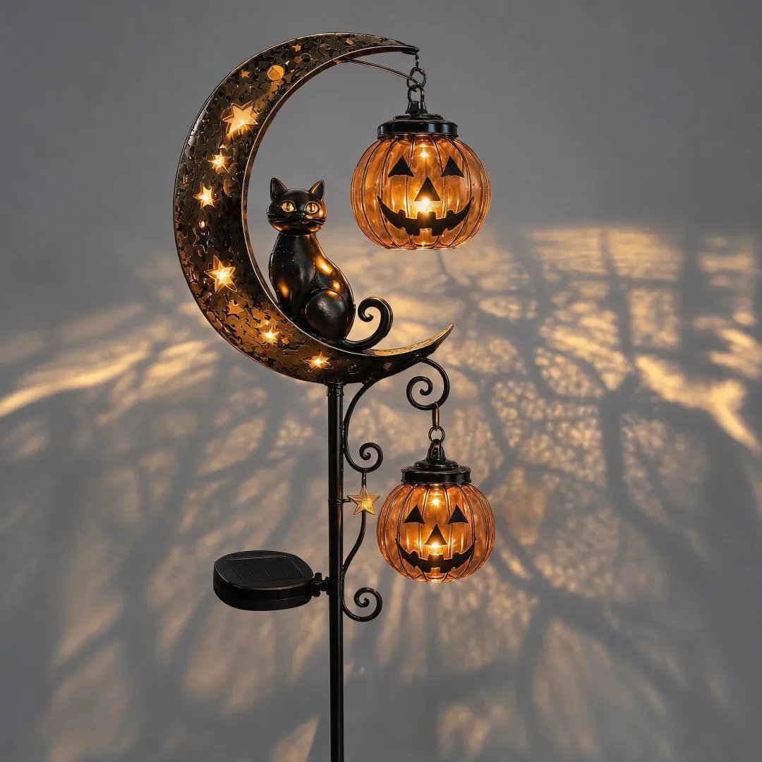 Halloween Early Bird Special Sale - Pumpkin Moon Garden Stake Light