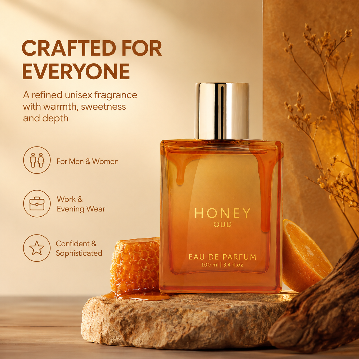 Honey Agarwood Light Perfume 100ml (3.4oz) - Focused on Enhancing Wome