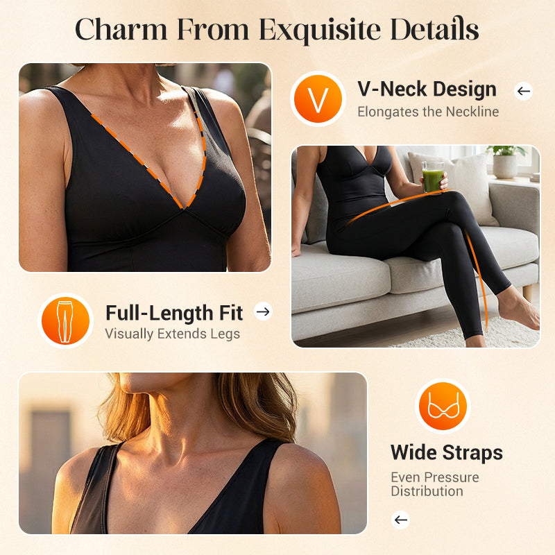 High-Stretch V-Neck Jumpsuit