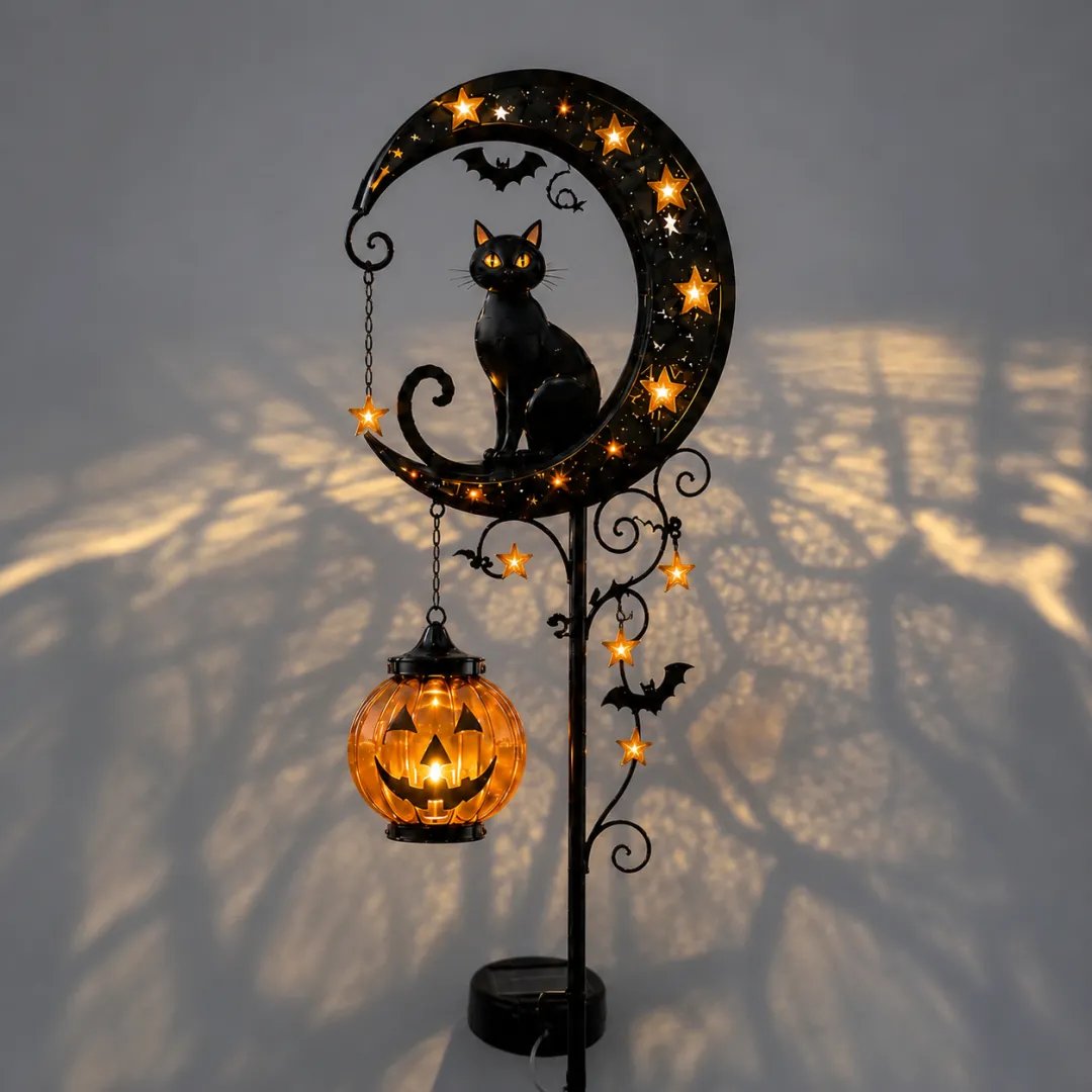 Halloween Early Bird Special Sale - Pumpkin Moon Garden Stake Light