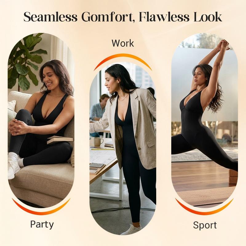 High-Stretch V-Neck Jumpsuit