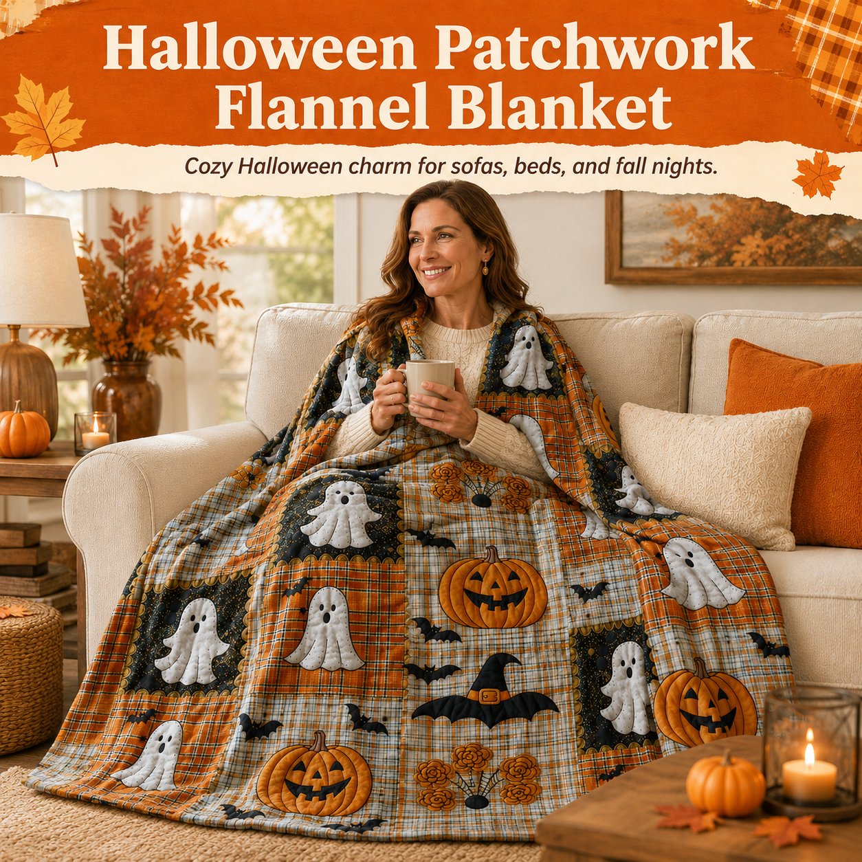 Halloween Patchwork Flannel Blanket