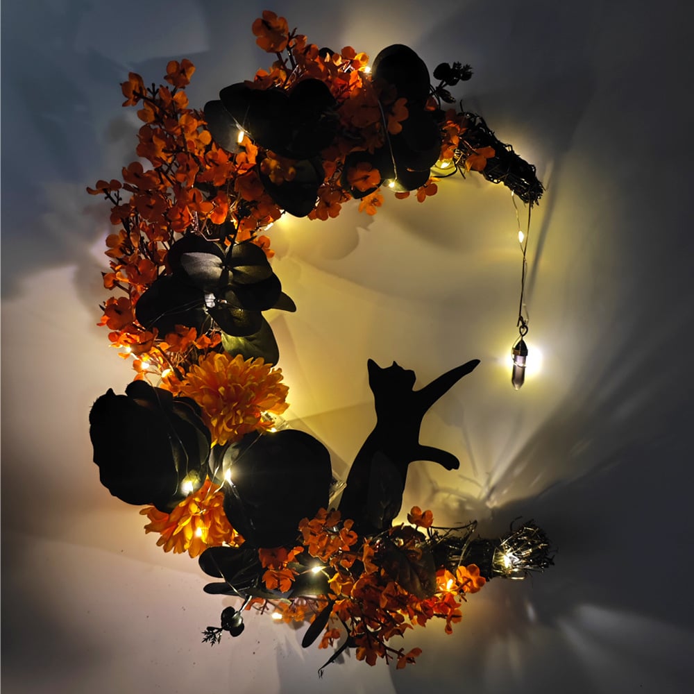 Handmade Halloween Cat Wreath