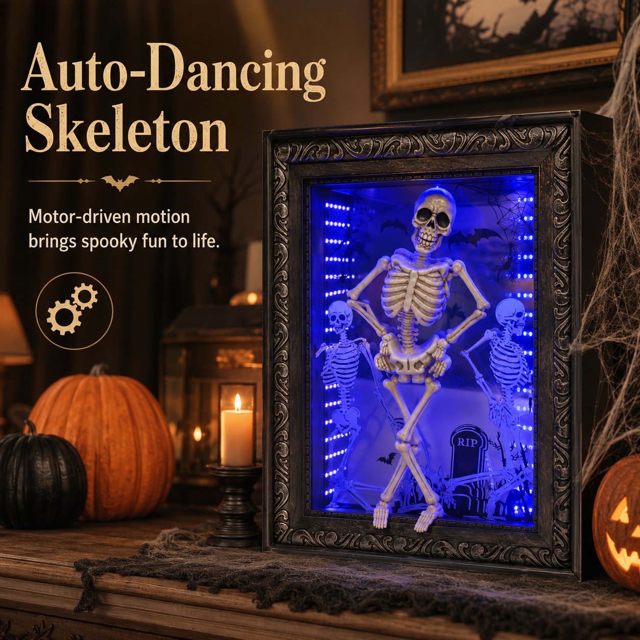 Dancing Skeleton Infinity Mirror Frame _ Stunning Depth LED Decor