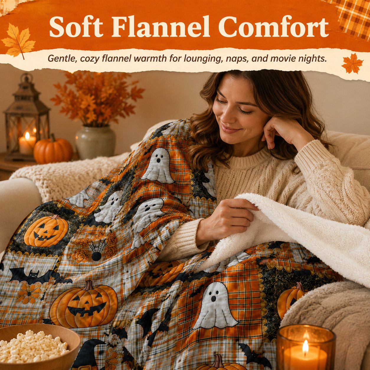 Halloween Patchwork Flannel Blanket