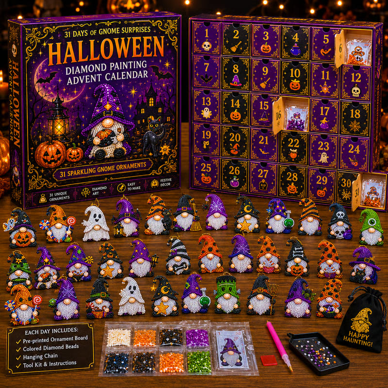 31 Days of Gnome Surprises Halloween Diamond Painting Advent Calendar
