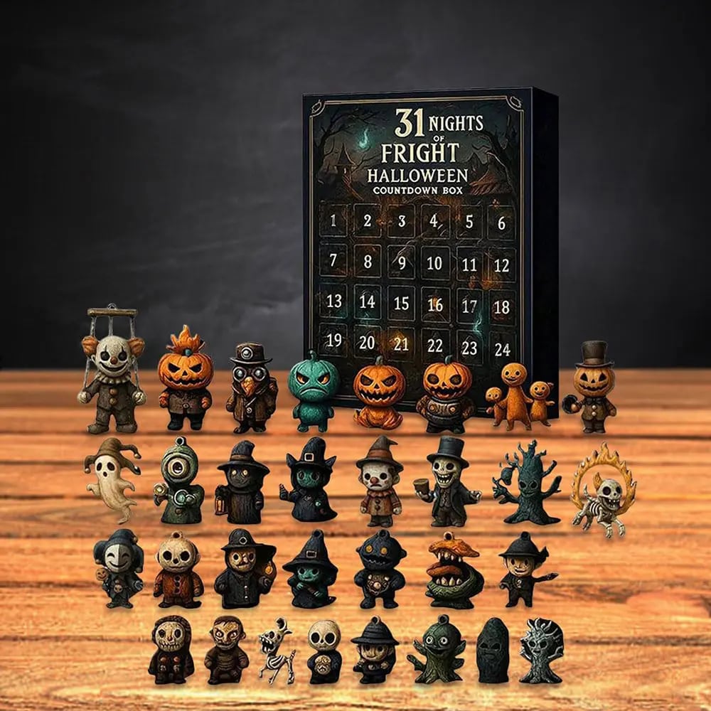 31 Days Halloween Countdown Calendar – Spooky Mini Figurine Surprise Box with Collectible Horror Decorations