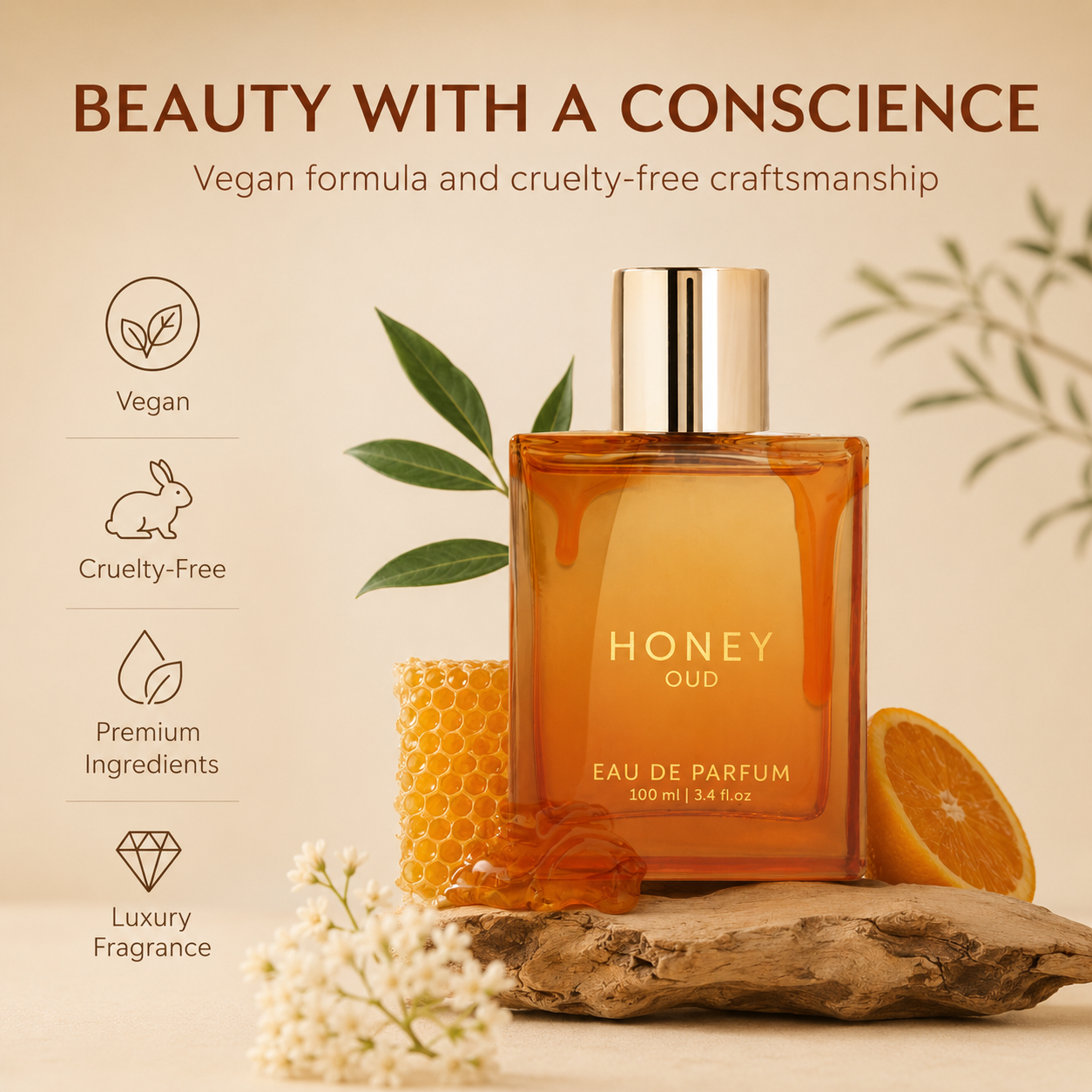 Honey Agarwood Light Perfume 100ml (3.4oz) - Focused on Enhancing Wome