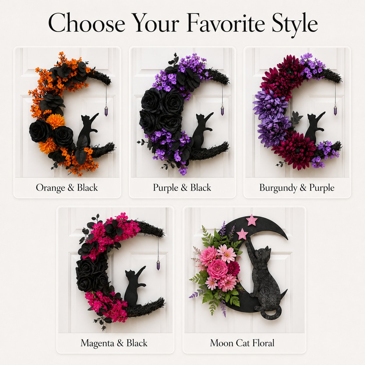 Handmade Halloween Cat Wreath