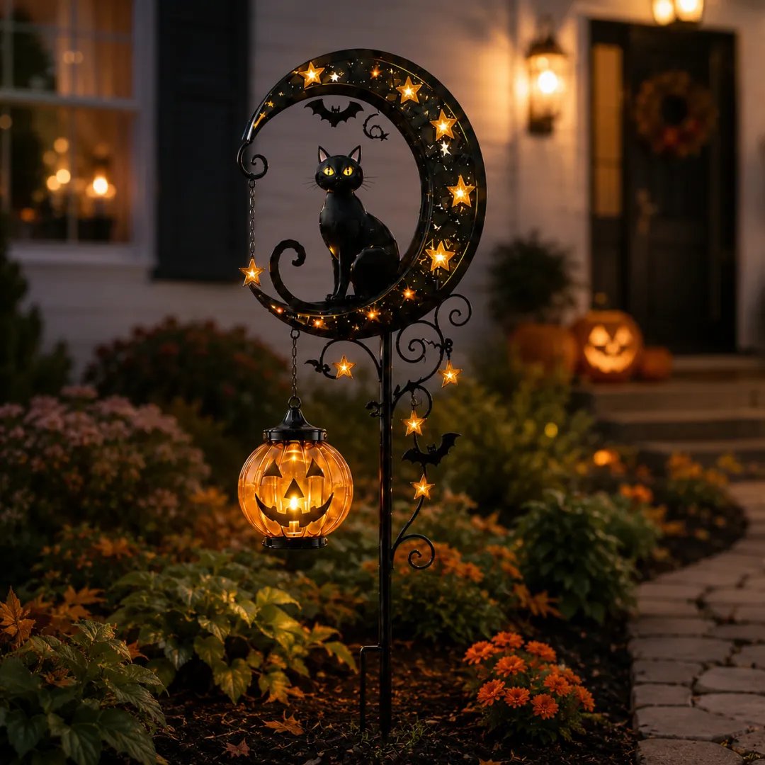 Halloween Early Bird Special Sale - Pumpkin Moon Garden Stake Light