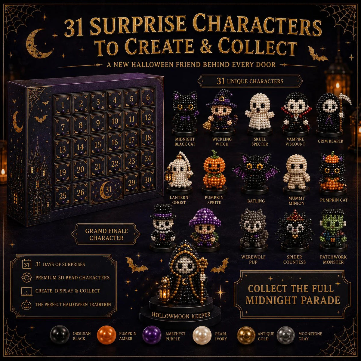 Hollowmoon 31-Night Jewel-Bead Countdown Calendar