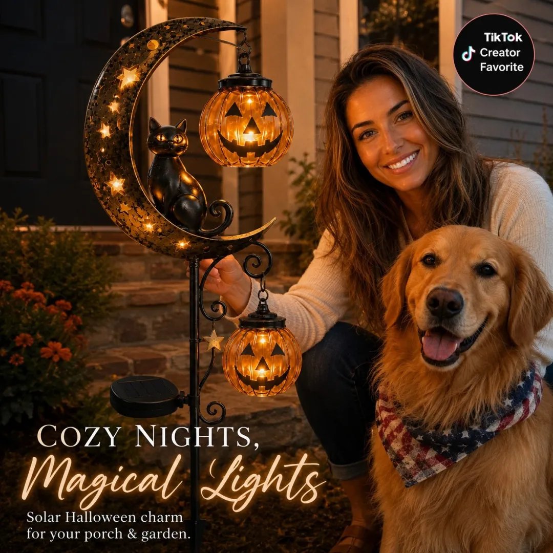 Halloween Early Bird Special Sale - Pumpkin Moon Garden Stake Light