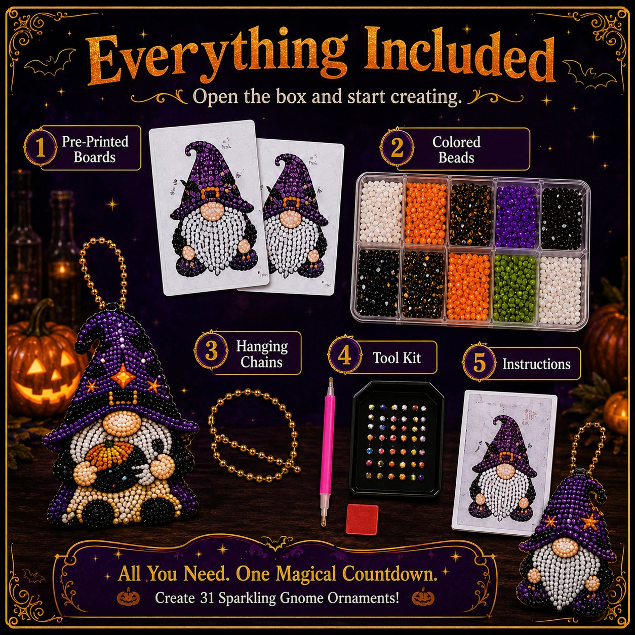 31 Days of Gnome Surprises Halloween Diamond Painting Advent Calendar