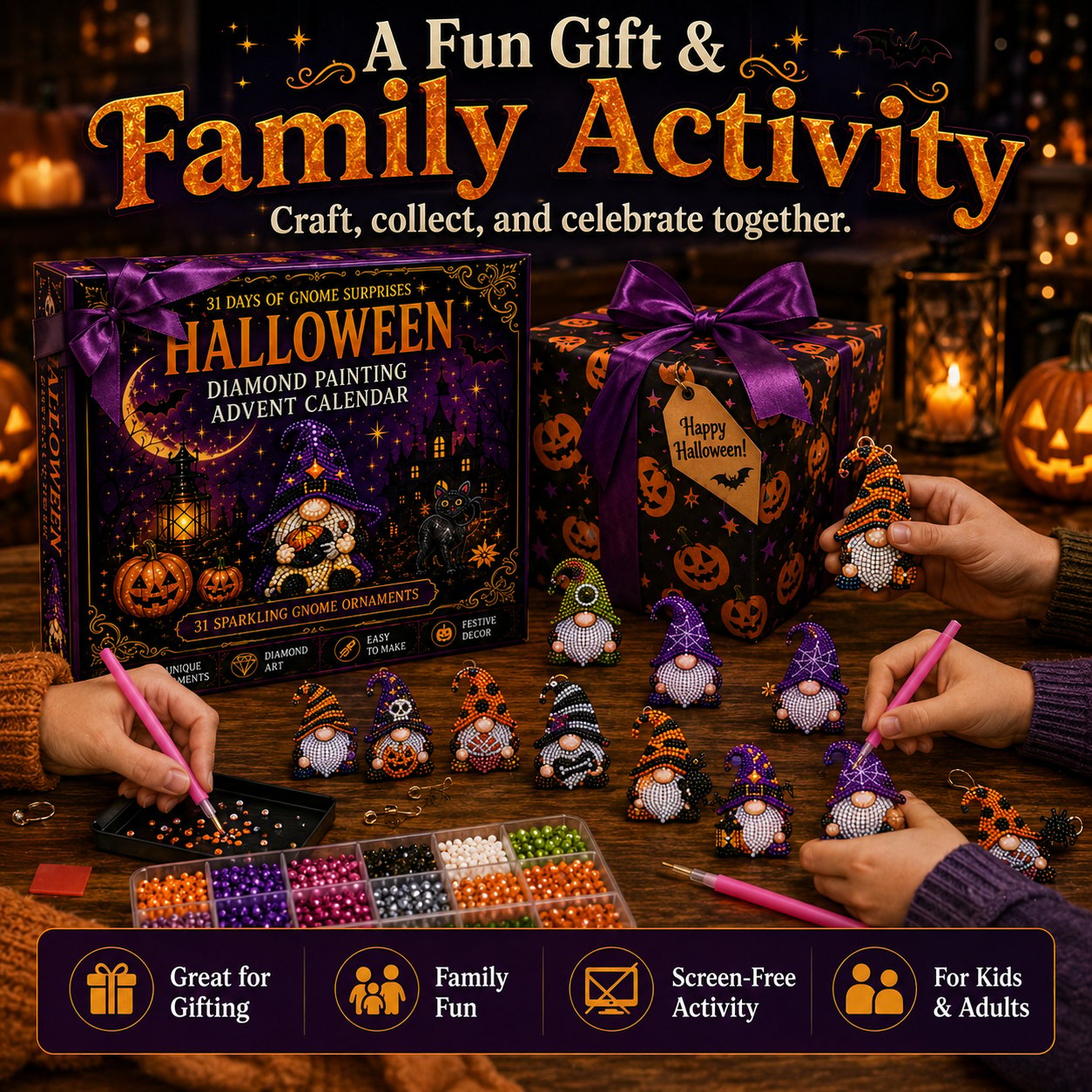 31 Days of Gnome Surprises Halloween Diamond Painting Advent Calendar