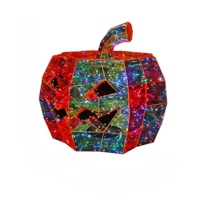 Prism-Effect Pumpkin Art Sculpture Night Light _ Colorful LED Halloween