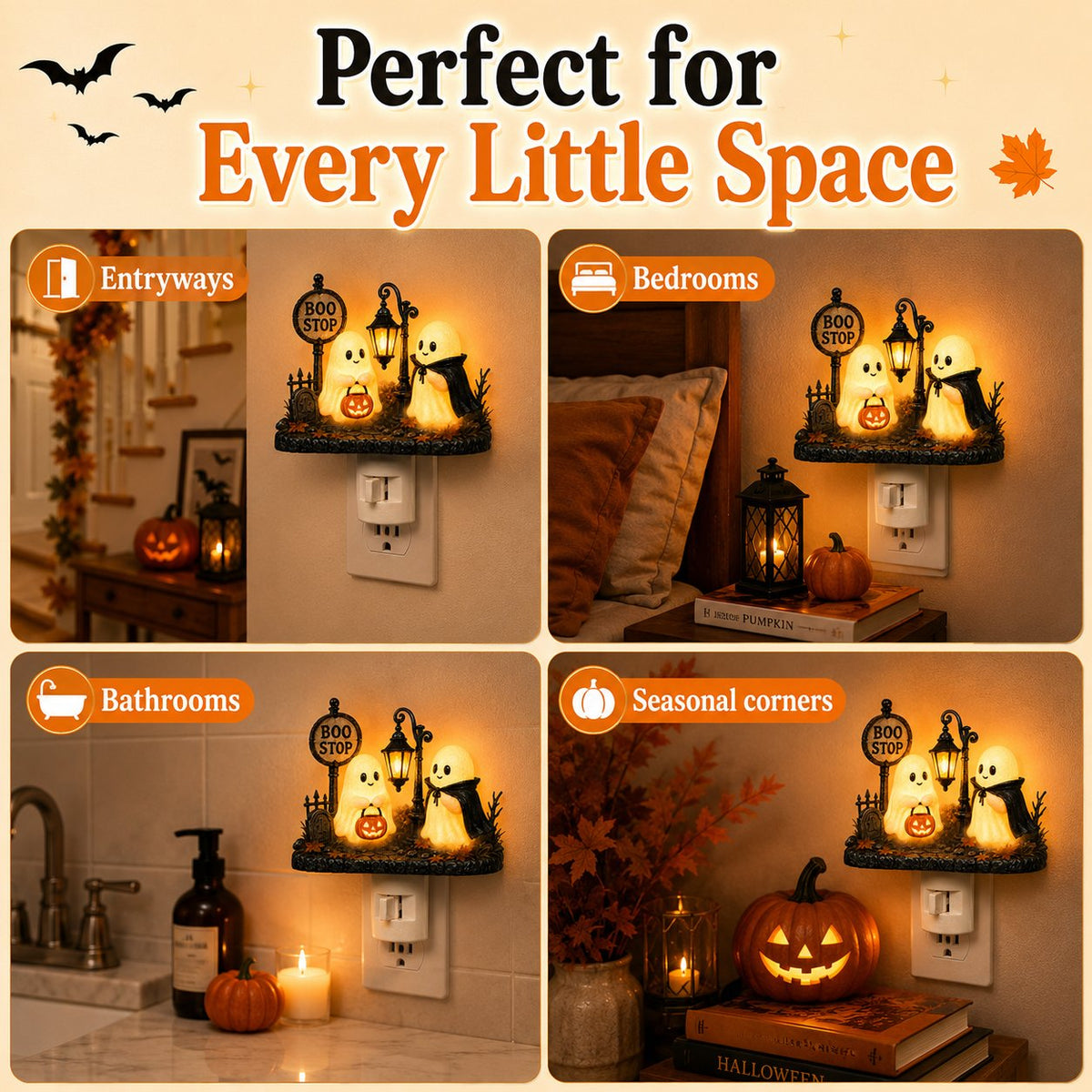 Boo Stop Ghosts Plug-In Halloween Night Light