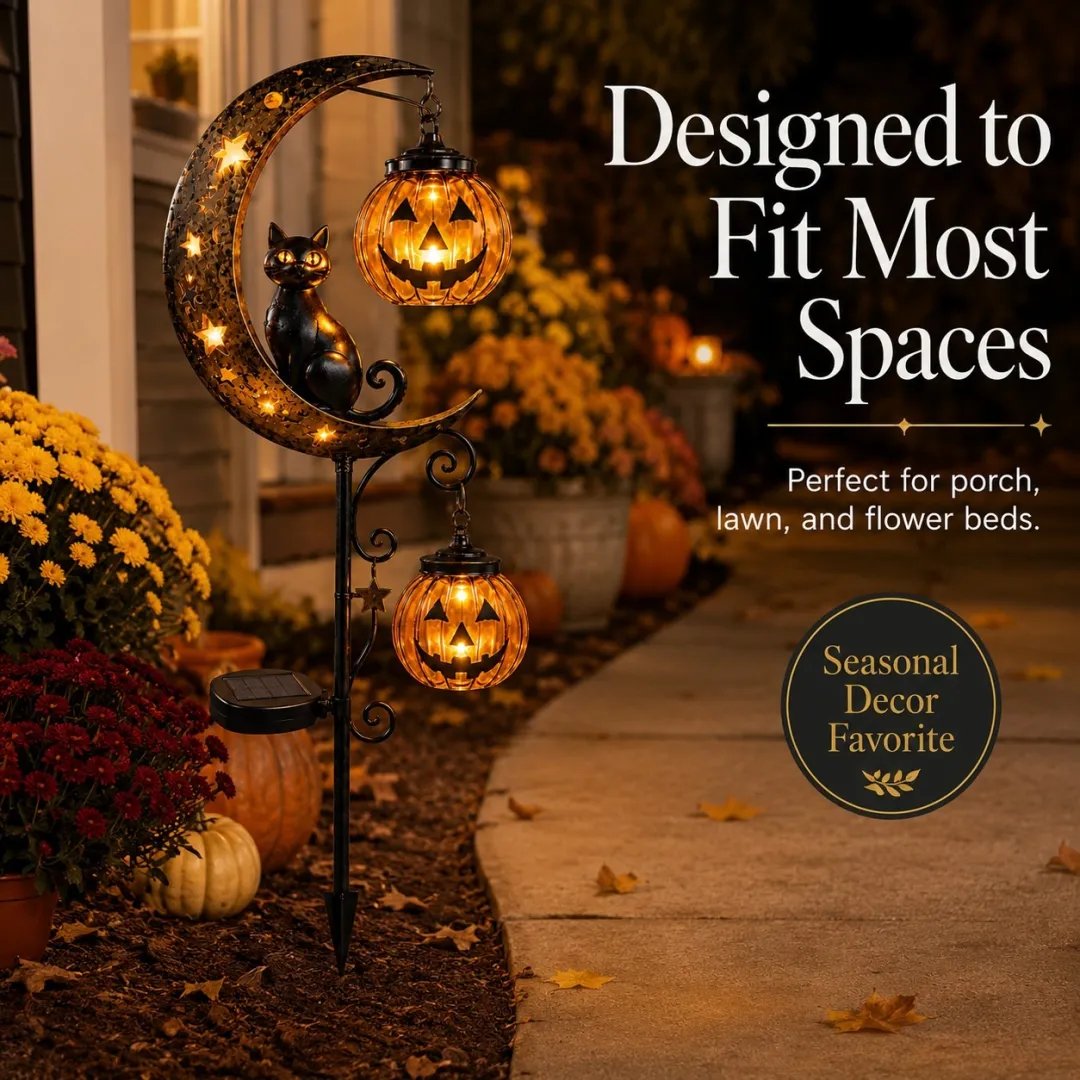 Halloween Early Bird Special Sale - Pumpkin Moon Garden Stake Light