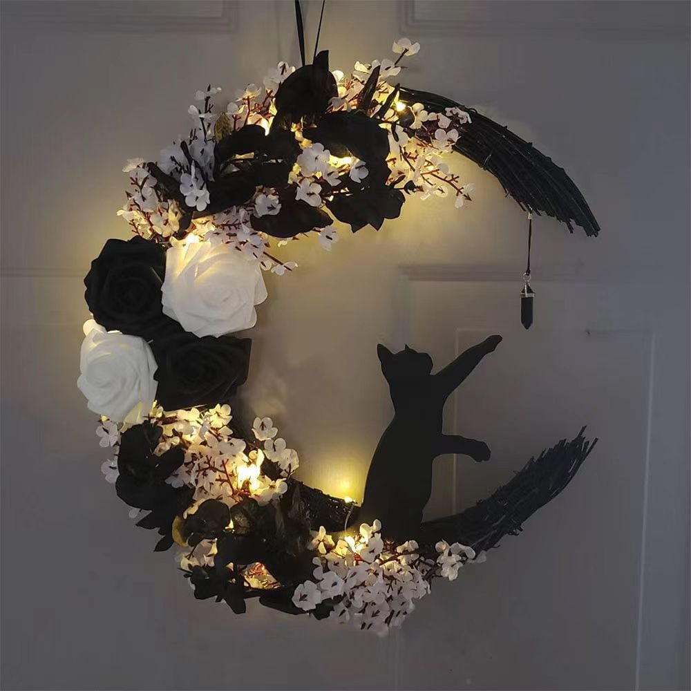 Handmade Halloween Cat Wreath