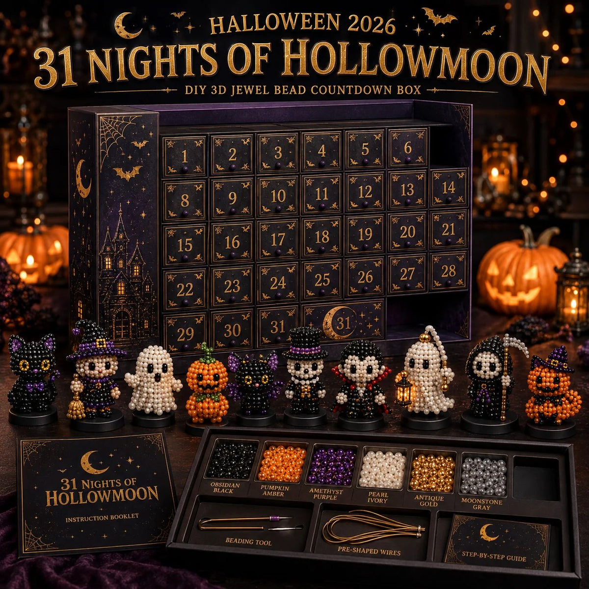 Hollowmoon 31-Night Jewel-Bead Countdown Calendar