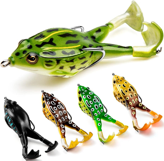 Frog Lure Bass Trout Realistic Prop with Weedless Hooks for Freshwater Saltwater