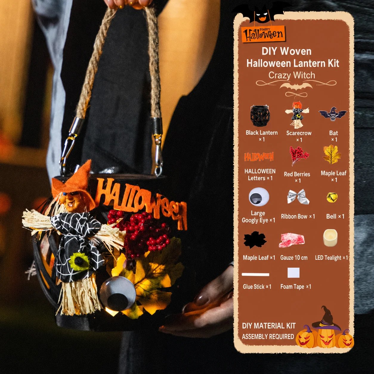 DIY Light-Up Halloween Trick-or-Treat Basket Kit