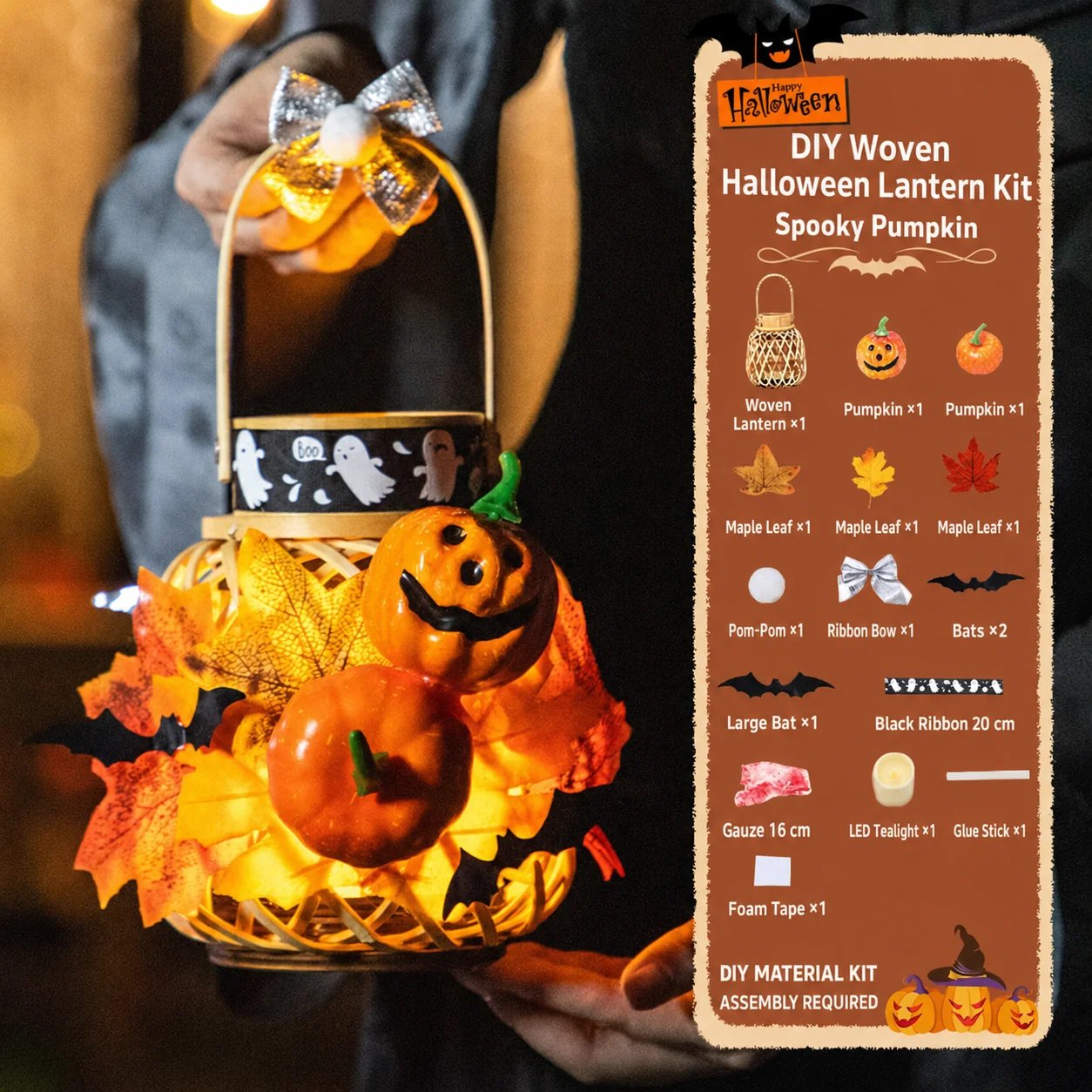DIY Light-Up Halloween Trick-or-Treat Basket Kit