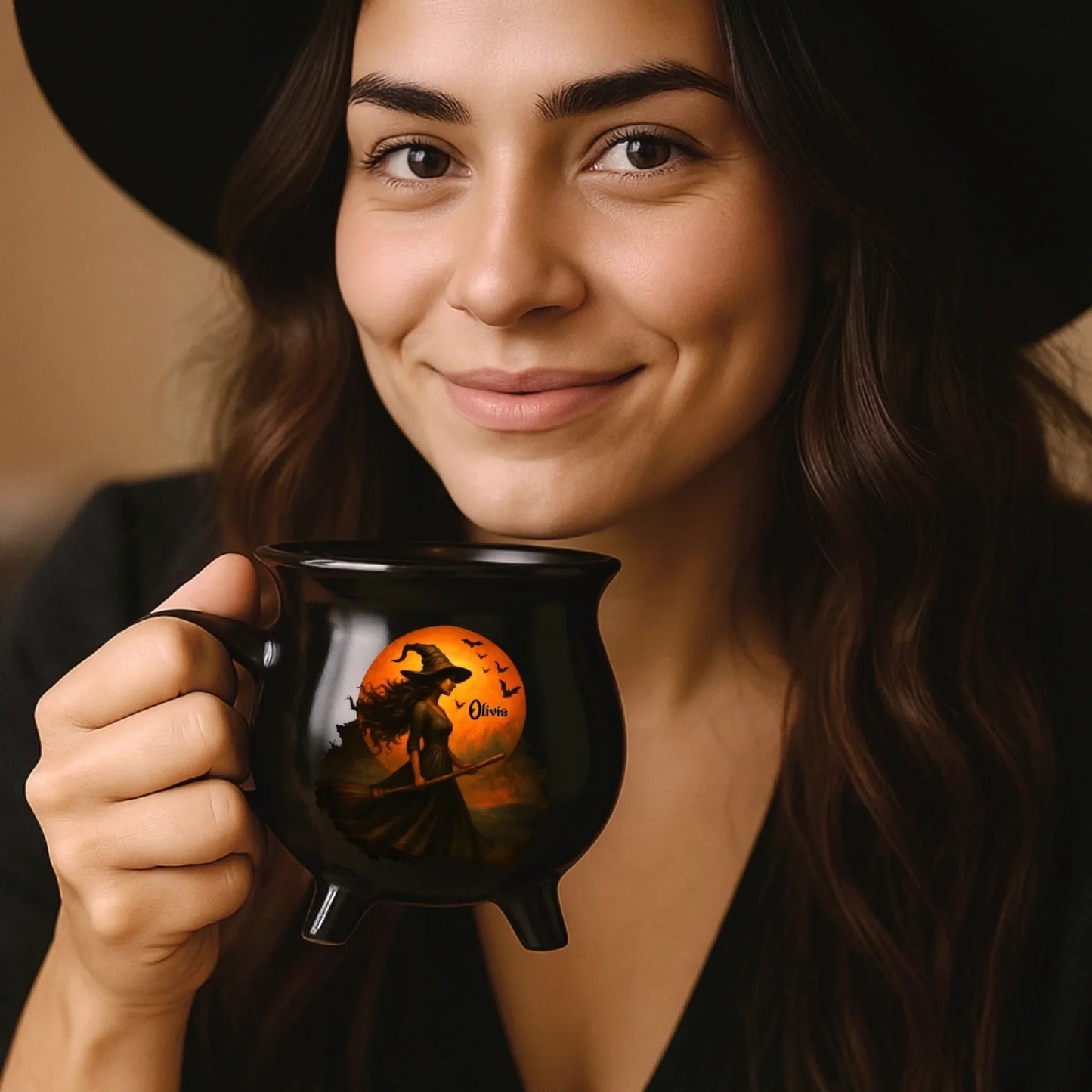 Custom Witch Cauldron Coffee Mug - Witching You A Wicked Brew