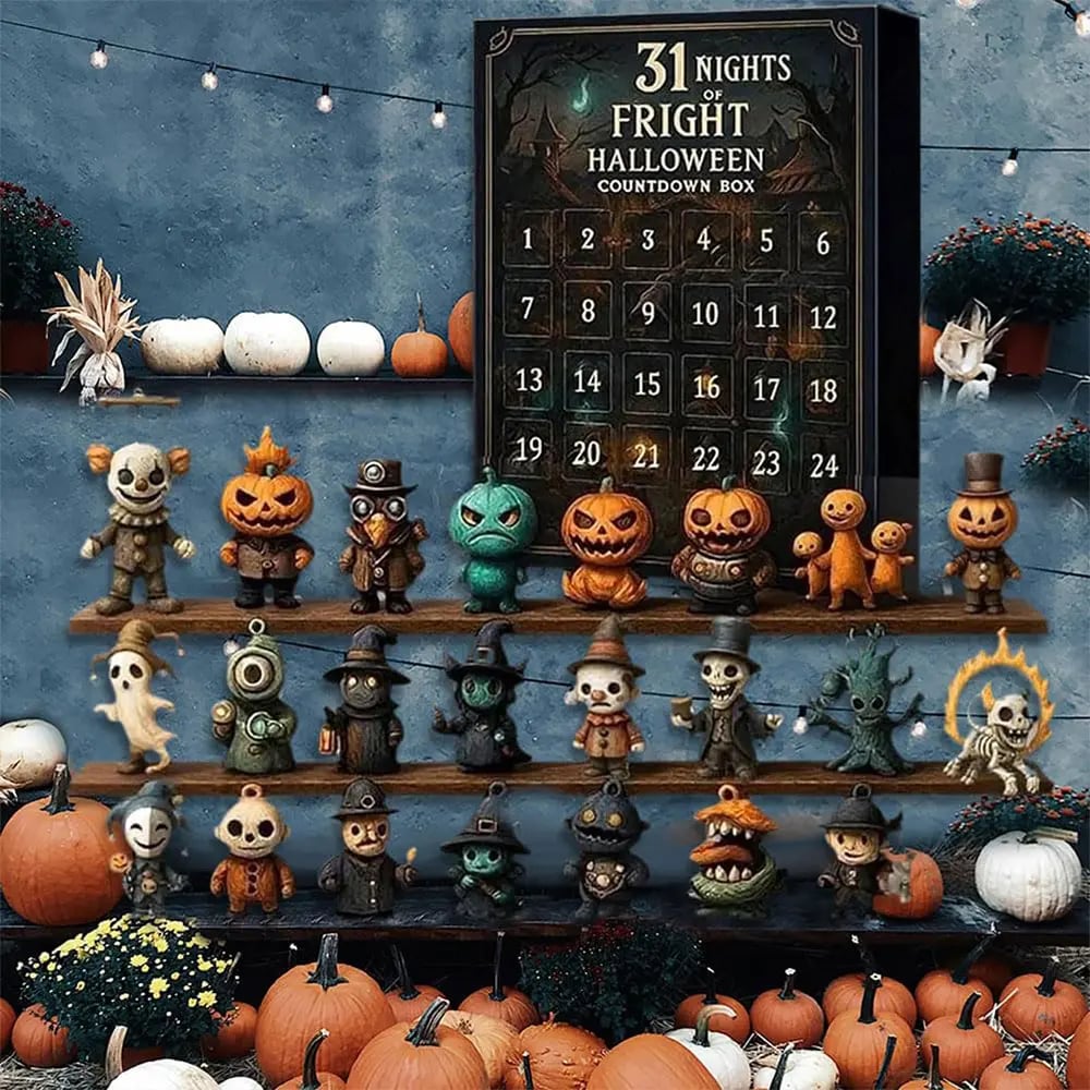 31 Days Halloween Countdown Calendar – Spooky Mini Figurine Surprise Box with Collectible Horror Decorations