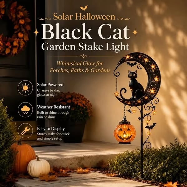 Halloween Early Bird Special Sale - Pumpkin Moon Garden Stake Light