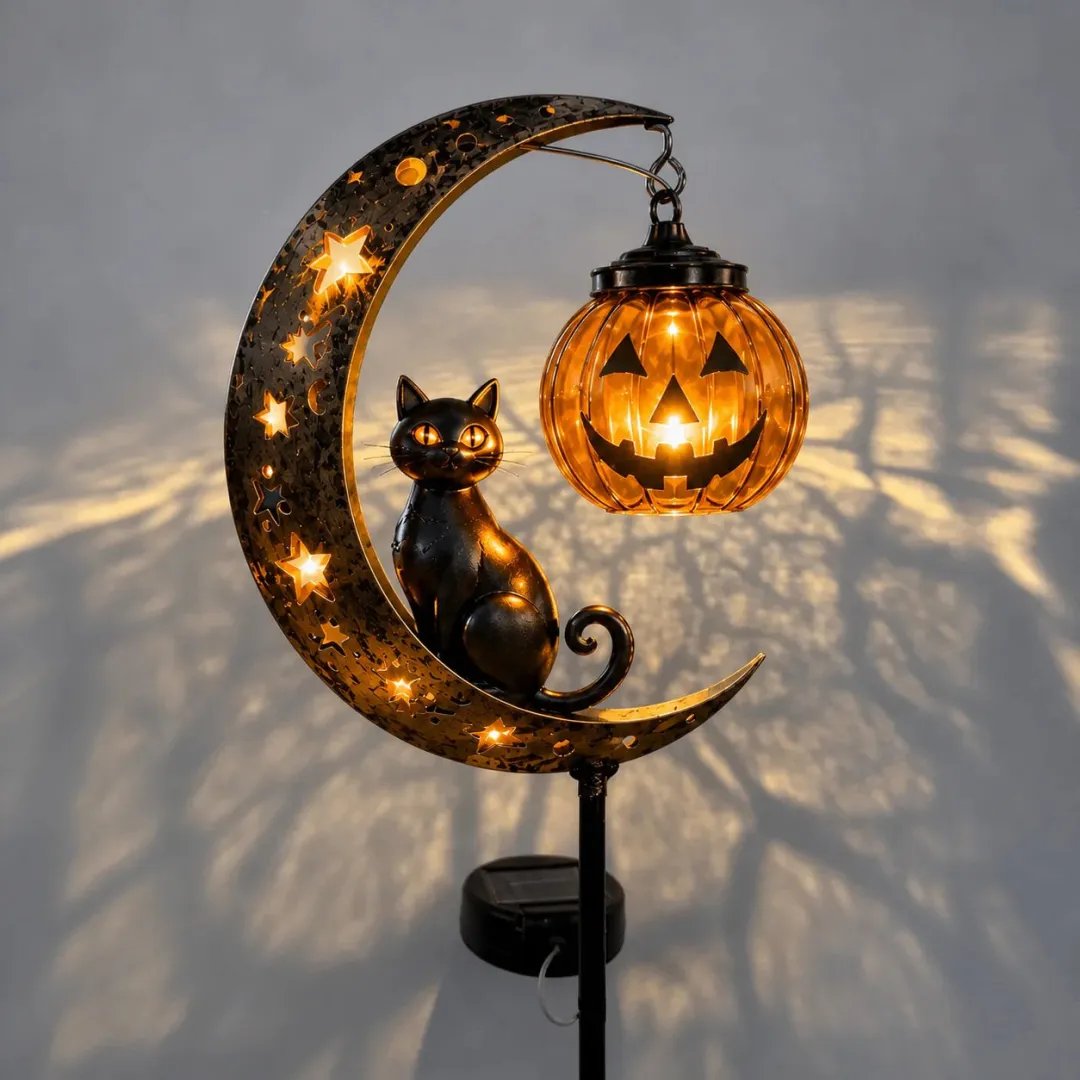 Halloween Early Bird Special Sale - Pumpkin Moon Garden Stake Light